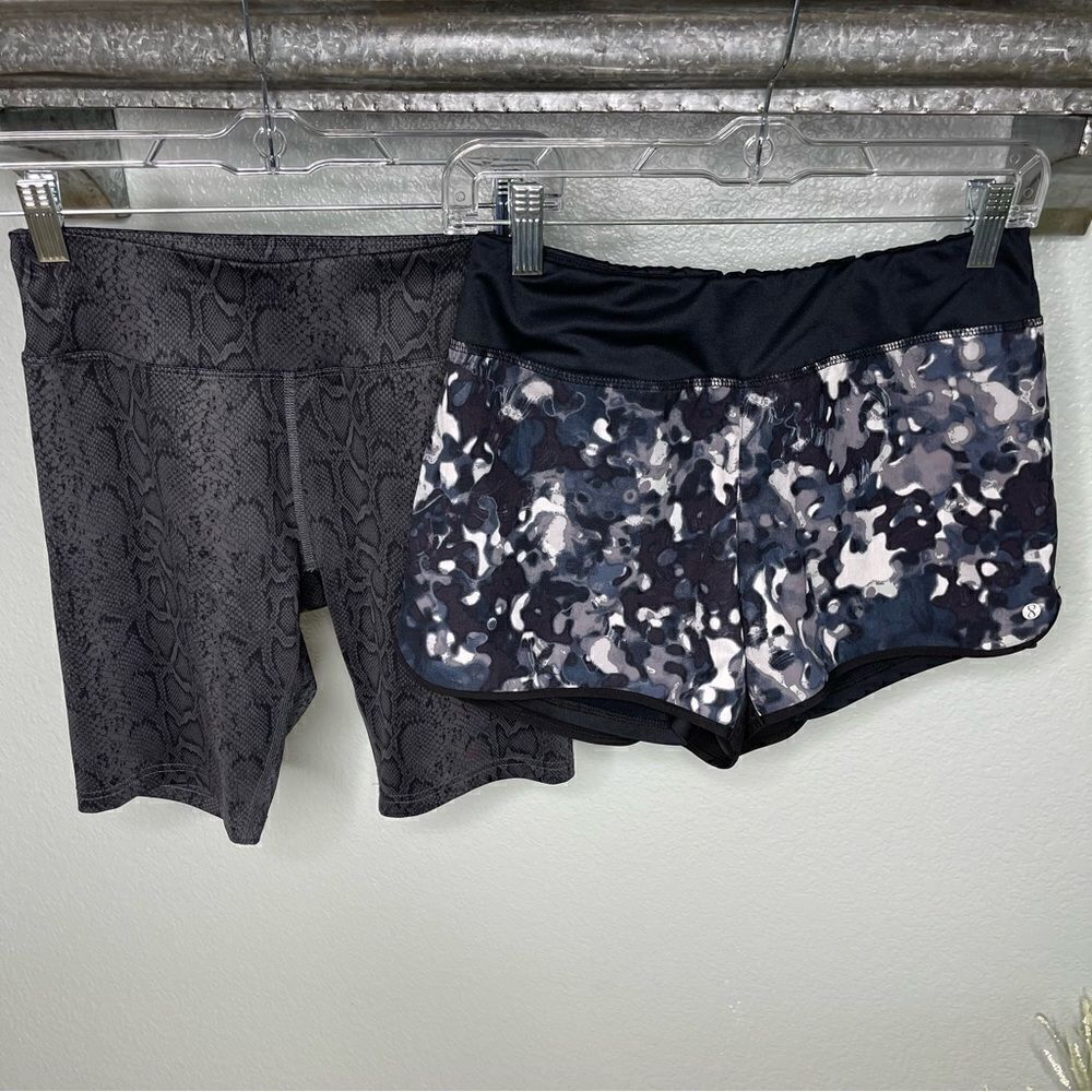 2 Pairs Of Shorts Layer 8 Running & Athletech Snakeprint Workout Shorts Small